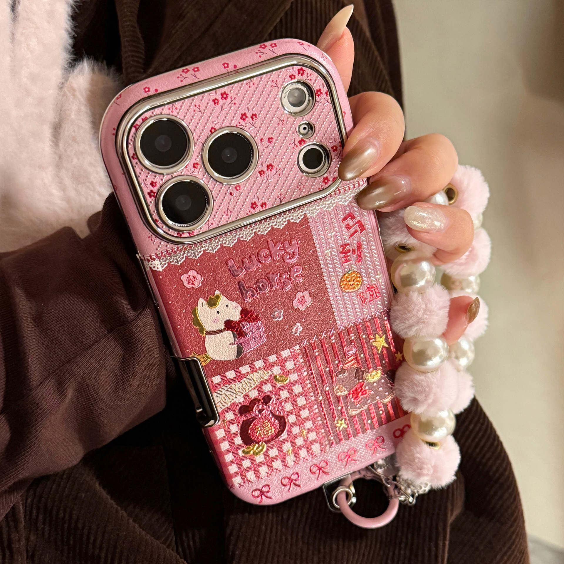 Phone Cases Horse - Korean Cartoon Horse Splicing Leather Texture