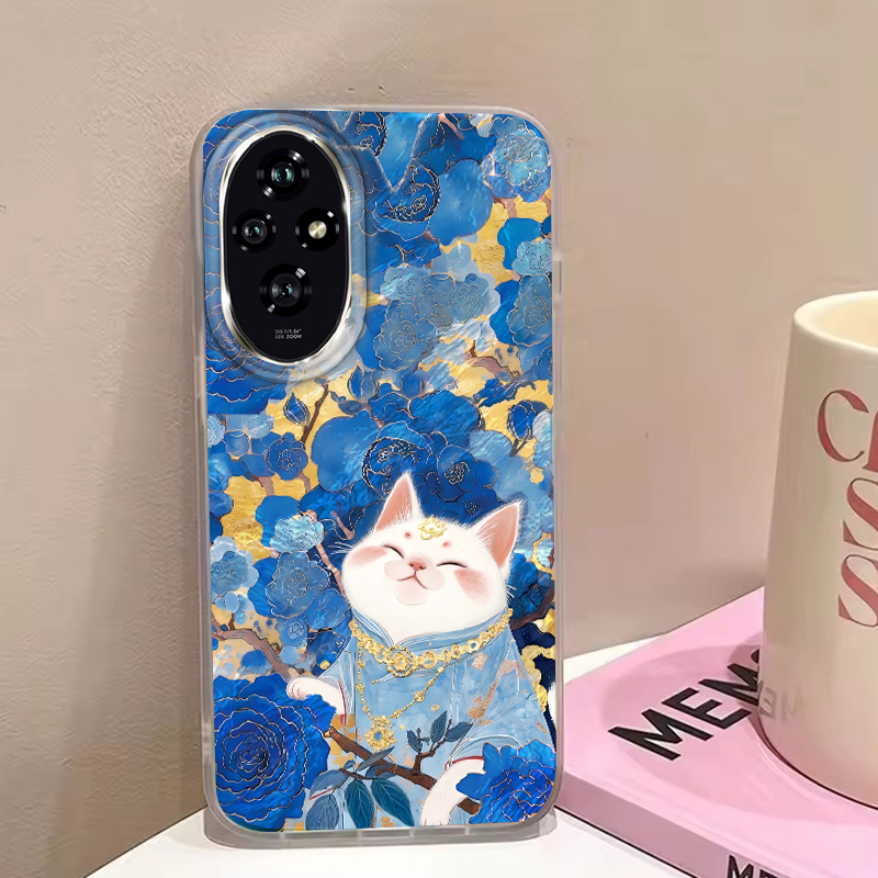 Phone Cases Honor - Lucky Cat Blue Rose Sparkle Case