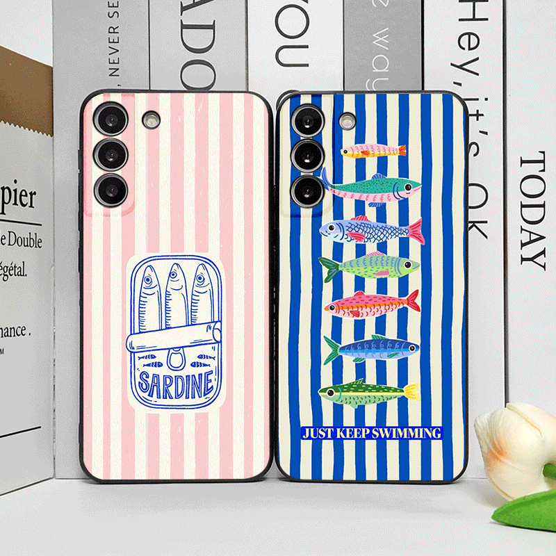 Phone Cases For Motorola - Cute Striped Pattern Sardines Color Fish