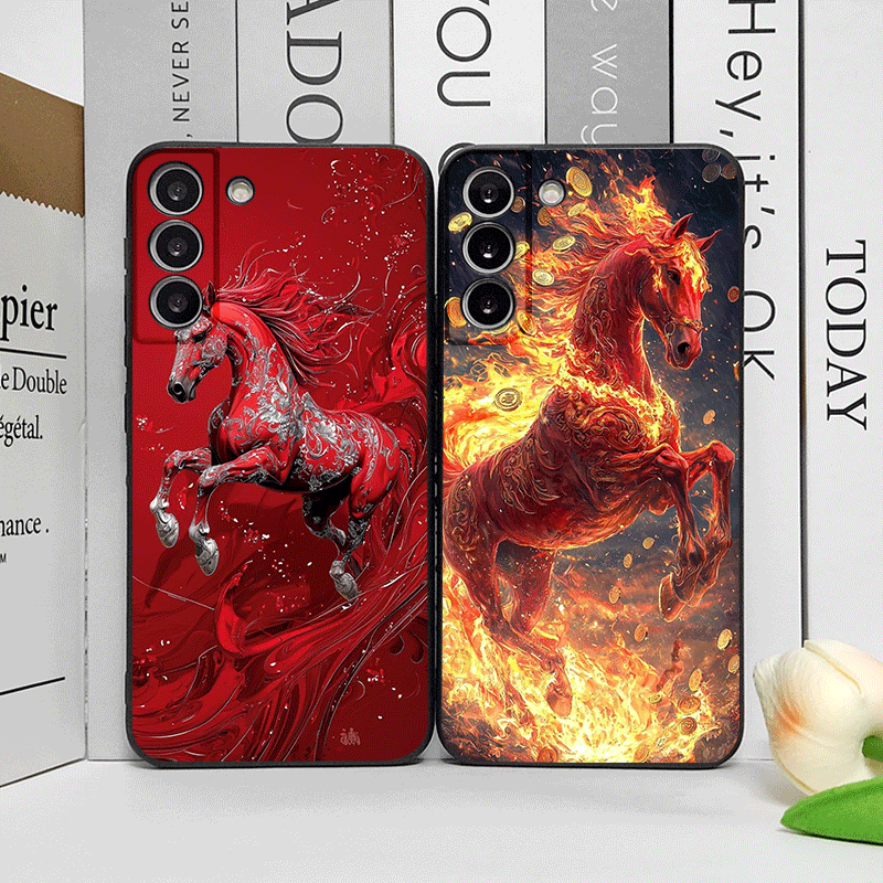 Phone Cases Horse - Fashion Chinese-Style Red Horse Print Phone