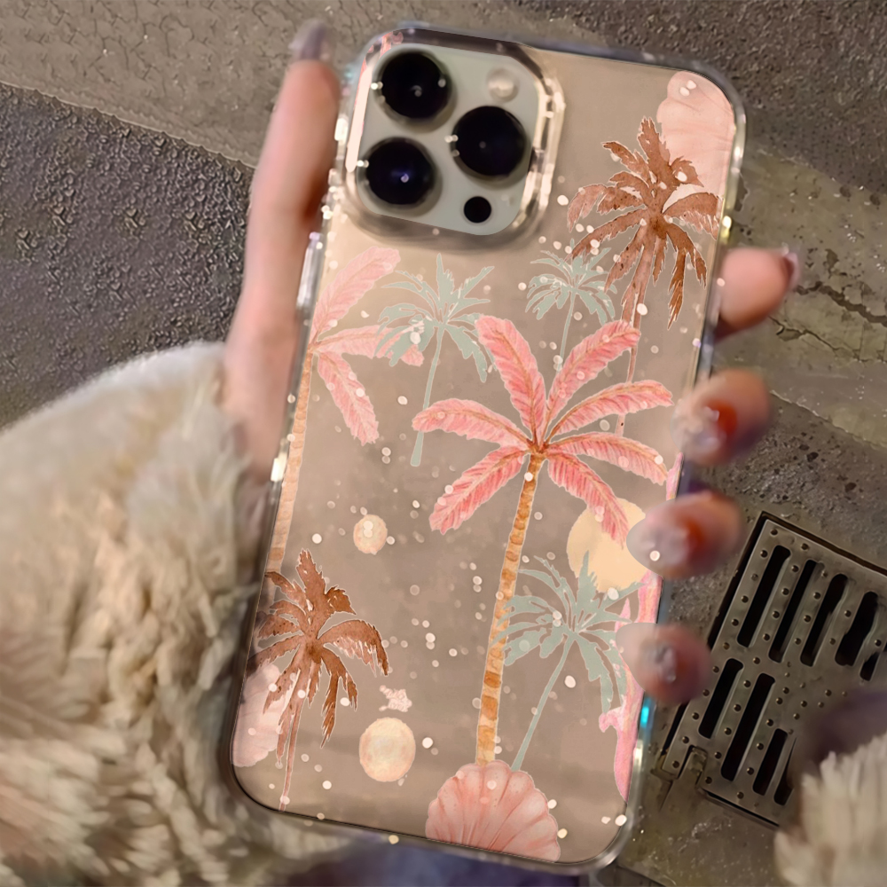 Phone Cases Protective - Beach coconut trees Clear Glitter Phone