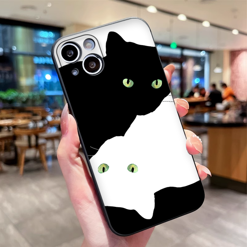 Cartoon Black White Cat Lovers - đánh giá và giá Phone Cases For Motorola