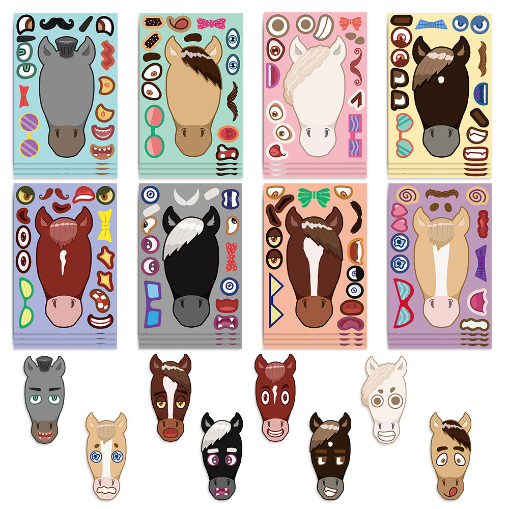 8PCS Cartoon Horse Head Collag - đánh giá và giá Phone Cases Horse
