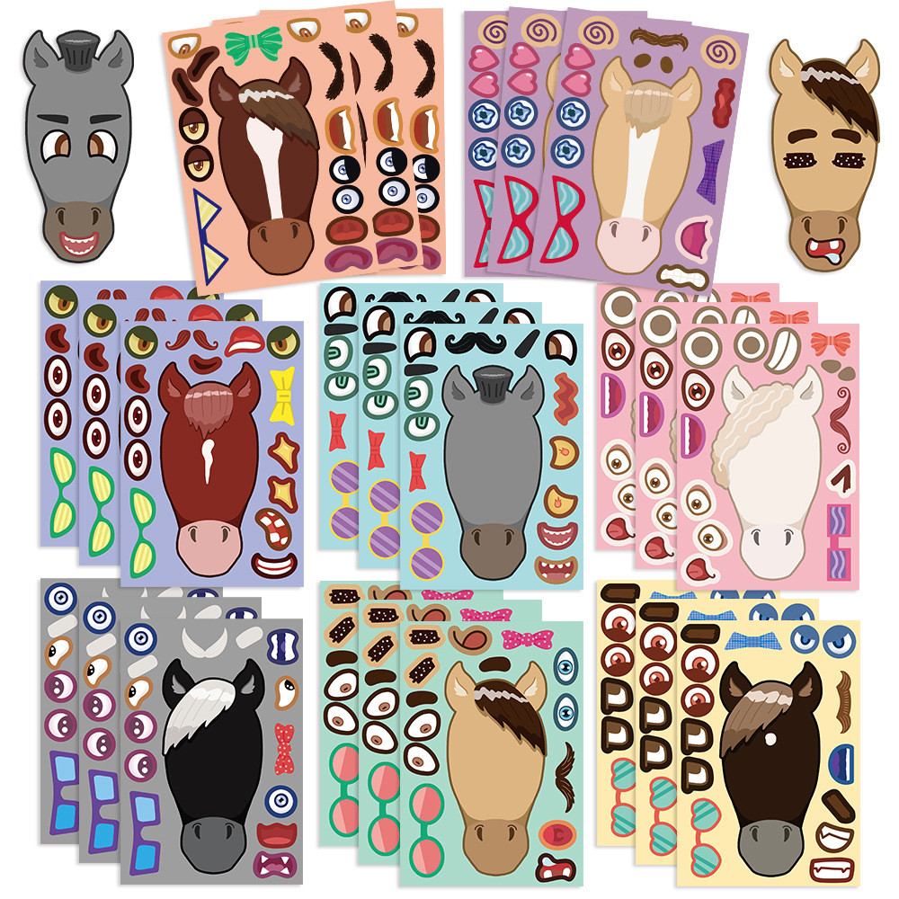8PCS Cartoon Horse Head Collag - đánh giá và giá Phone Cases Horse