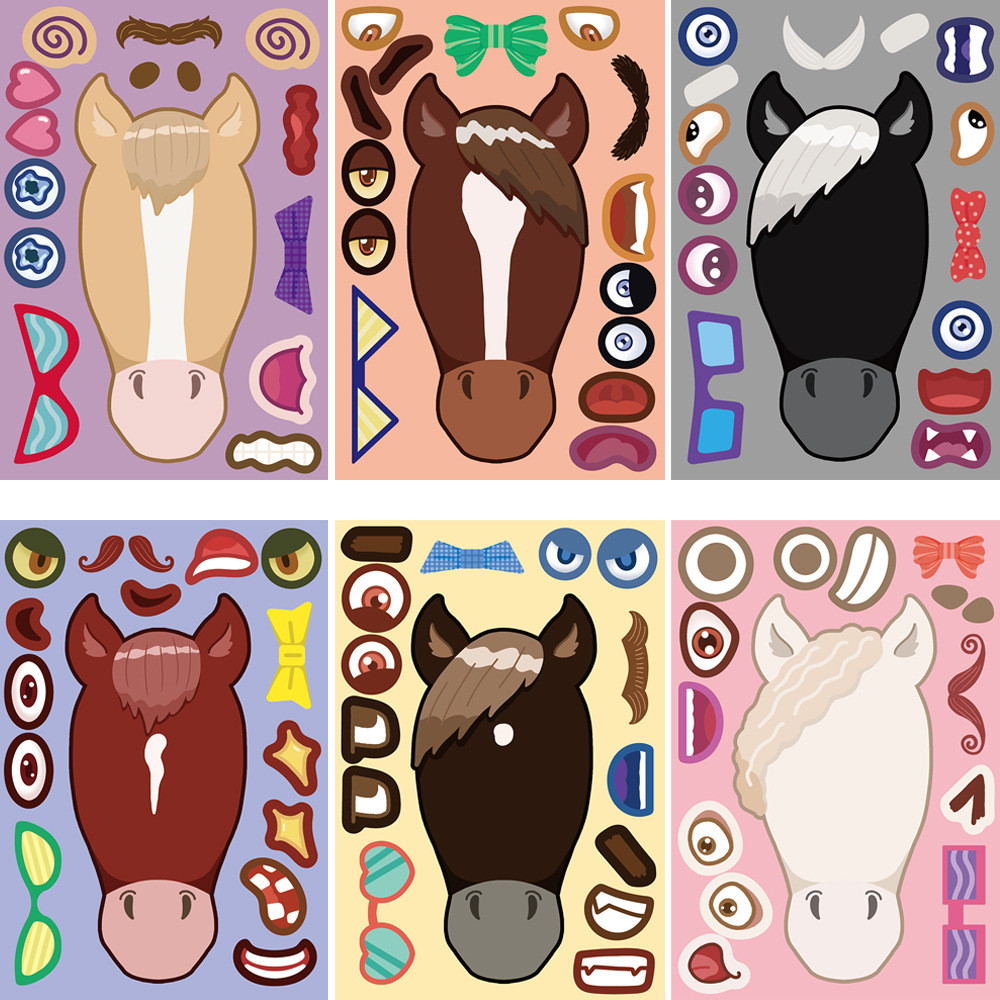 8PCS Cartoon Horse Head Collag - đánh giá và giá Phone Cases Horse