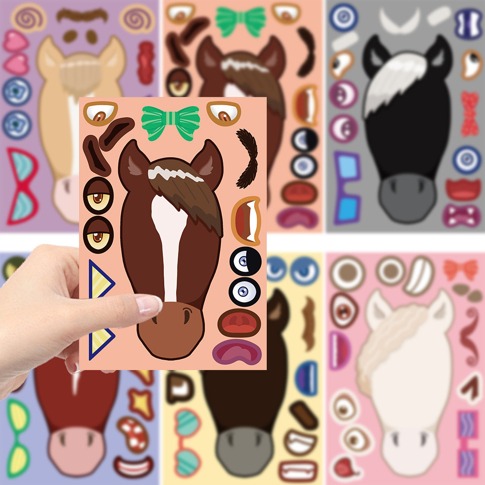 8PCS Cartoon Horse Head Collag - đánh giá và giá Phone Cases Horse
