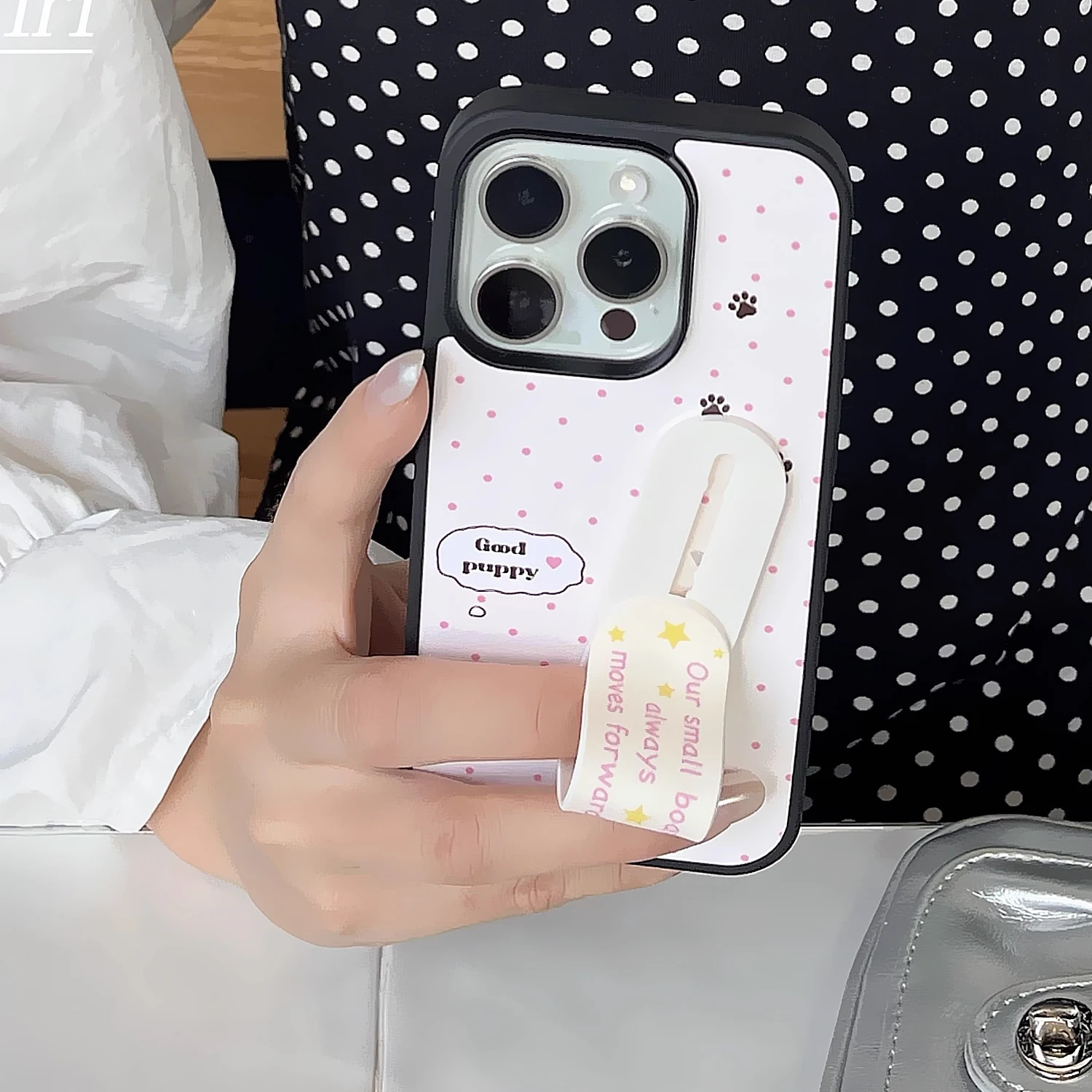 INS Pink Wave Point Good Puppy - đánh giá và giá Phone Cases With Stand