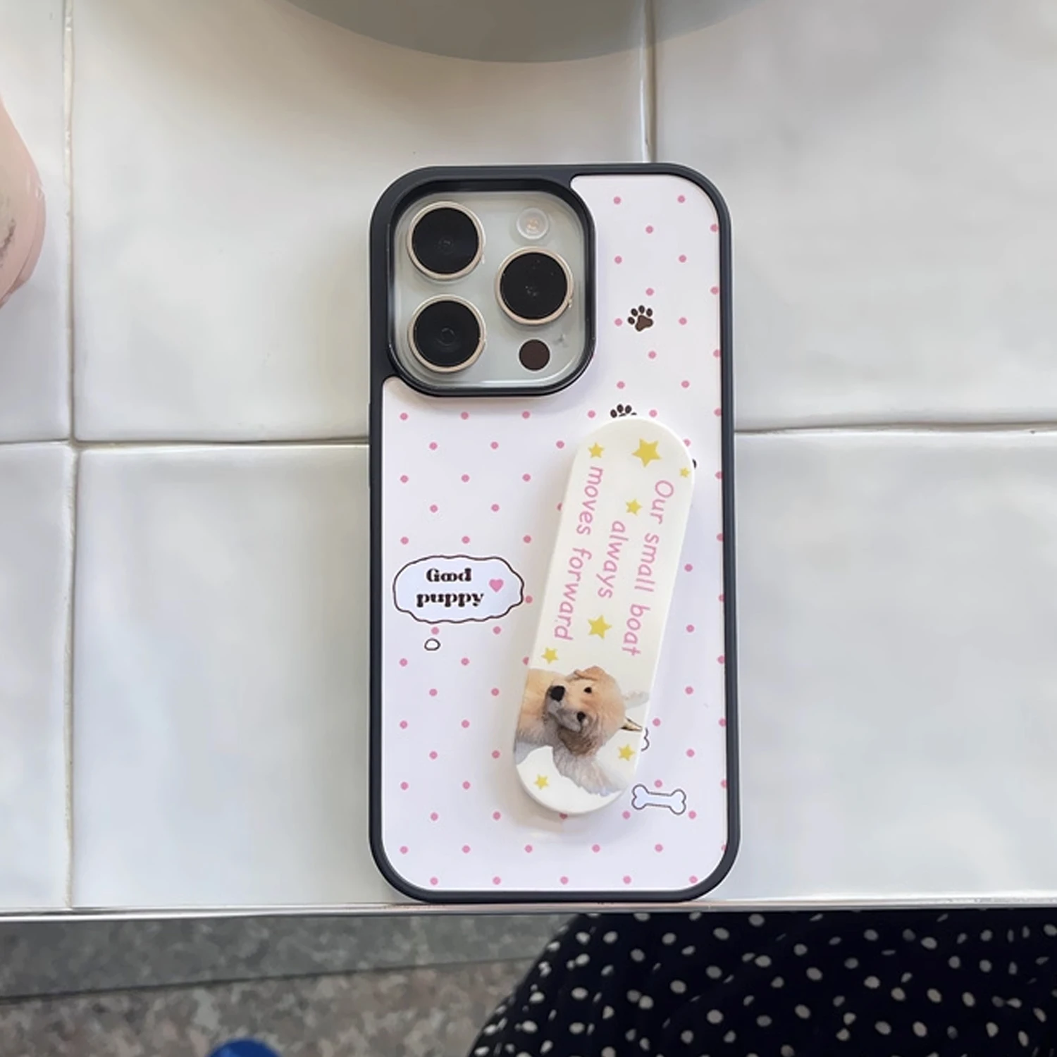 INS Pink Wave Point Good Puppy - đánh giá và giá Phone Cases With Stand