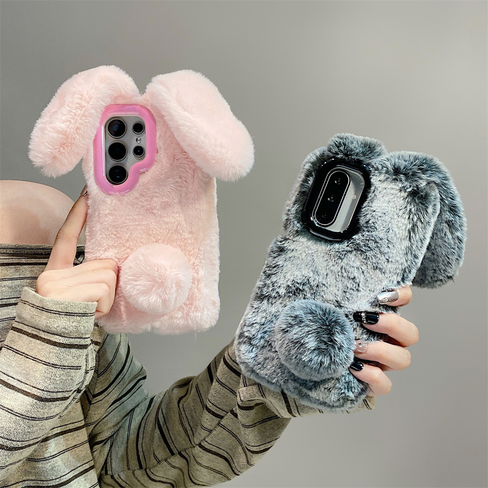 Cute Rabbit Ears Fluffy Stand  - đánh giá và giá Phone Cases With Stand