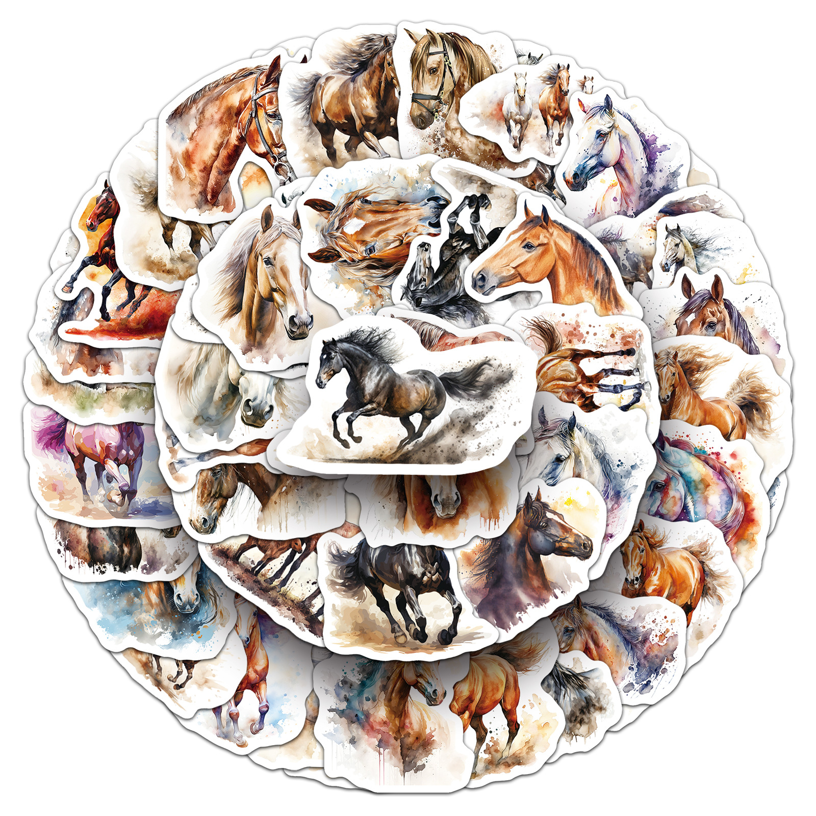 50Pcs Ink Wash Horse Stickers  - đánh giá và giá Phone Cases Horse